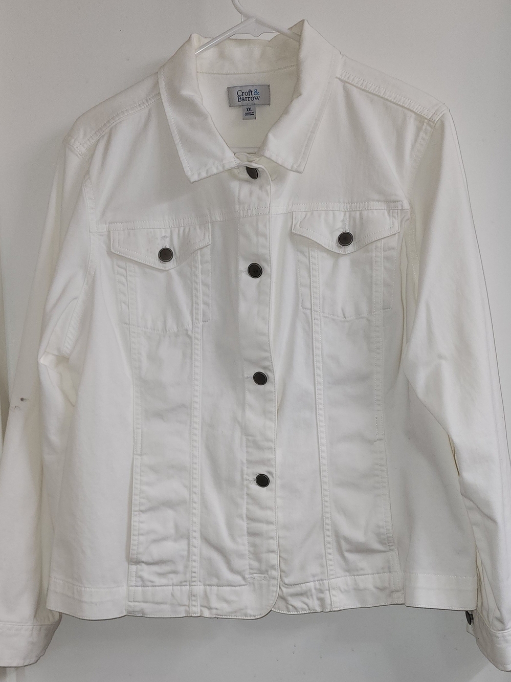 croft & barrow White Denim Jacket with Button Front